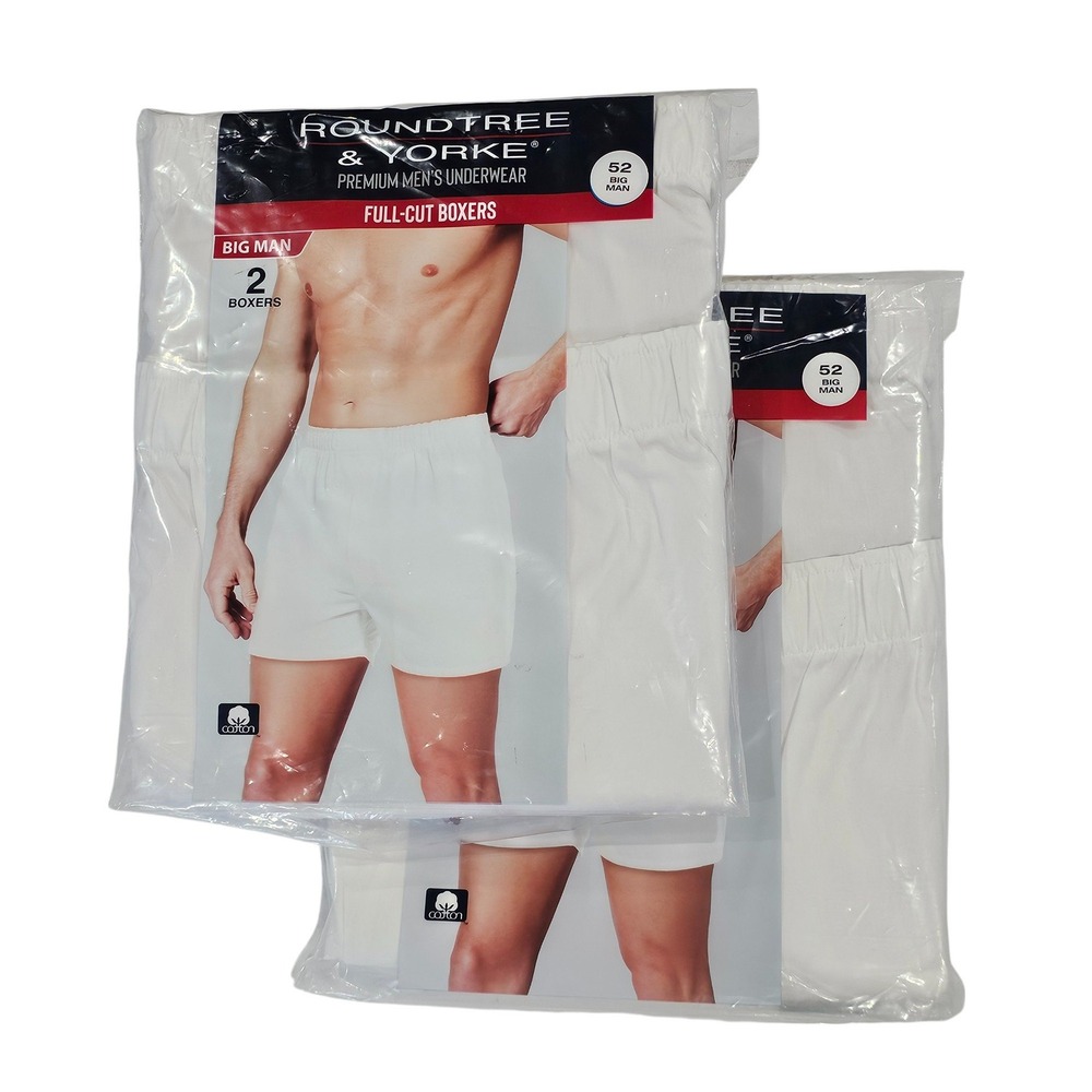 Lot of 2 Big Man Boxers Size 52 Roundtree & Yorke (4 Pairs) Full-Cut Underwear